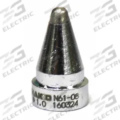 HAKKO Nozzle: Round, 2.5 mm W, For Use With FR-301/4101/4102/4103/4104 (MPN N61-08). Key specifications — Brand: HAKKO; Manufacturer Part Number: N61-08.