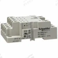 SCHNEIDER Relay Socket: 16 A Rating, DIN-Rail Socket Mounting, 14 Pins, F Socket, Std, Finger Safe (MPN 70-784D14-1). Key specifications — Brand: SCHNEIDER.