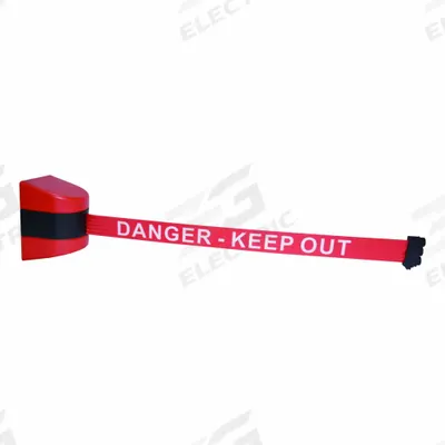 APPROVED VENDOR Wall Mounted Retractable Belt Barrier: Magnet, 30 ft Belt Lg, Danger Messaging - Magnetic-Mount Retractable Belt Barriers