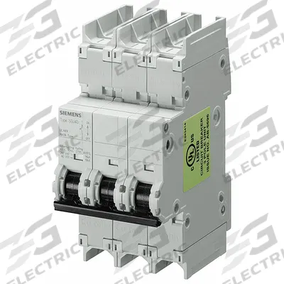 Siemens Miniature Circuit Breaker: 0.5 A Amps, 60V DC, 14 kA, Screw Clamp - D-Curve, 3-Pole UL489 DIN Rail-Mount Miniature Circuit Breakers