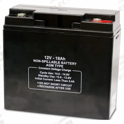 APPROVED VENDOR Sealed Lead Acid Battery: 12V DC, 18 Ah Capacity, 6.6 in Ht, 7.75 in Wd - AGM Sealed Lead Acid Batteries