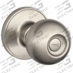 SCHLAGE RESIDENTIAL Corona Knob Lockset: Privacy Lever Locksets, Nickel (MPN J40-CNA-619). Key specifications — Ligature Resistance: Not Ligature-Resistant; Brand: SCHLAGE RESIDENTIAL; Lockset Function ANSI Code: F76; Visual Indicator Message: No Message; Lockset Style: Corona; ADA Compliant: No; Finish: Satin Nickel-Plated : Metal.