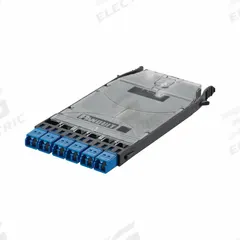 PANDUIT Fiber Optic Splice Cassette: Single Mode, OS2, 6 MPO – APC Male, MPO – Male, Std, Blue, Male (MPN FHS9N-12-10P). Key specifications — Brand: PANDUIT; Color: Blue; Attenuation Type: Standard.