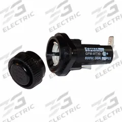 MERSEN Panel Mount Fuse Holder: For Fuse Size 13/32 in x 1 1/2 in, 1 Pole, 30 A Max, 600 V AC (MPN GPM-WT90). Key specifications — Fuse Holder Termination Type: 1/4 in Quick Connect/Solder; Fuse Holder Cap Style: Screw Knob; Brand: MERSEN.