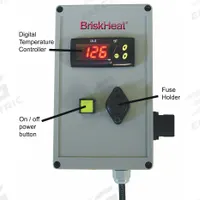 BRISKHEAT Temperature Controller: 4 3/4 in Overall Ht, 3 3/4 in Overall Lg, 4 3/4 in Overall Wd (MPN TTD999-K240). Key specifications — Product Type: Temperature Controller; Brand: BRISKHEAT.