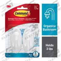 COMMAND Bath Hook: 3 lb Wt Capacity, 1 Points per Hook, Quartz, 3 3/16 in Overall Ht, 2 PK (MPN 17086Q-BES). Key specifications — Brand: COMMAND; Color: Quartz.