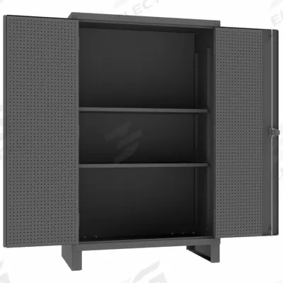 DURHAM MFG Pegboard Cabinet: 48 in x 24 in x 78 in, Swing Handle & Padlock Hasp - Industrial Shelf Cabinets with Pegboards