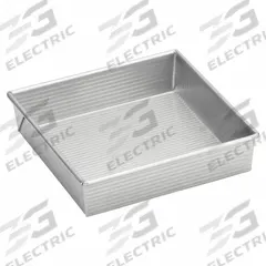 CHICAGO METALLIC Square Cake Pan: Straight Side Cake Pan Pan, Aluminized Steel, Glazed, 22 ga Gauge (MPN 21500). Key specifications — Bead Closure: Closed Bead; Coating: Glazed; Pan Style: Straight Side Cake Pan; Perforation: Solid; Brand: CHICAGO METALLIC; Color: Silver; Material: Aluminized Steel; NSF Certified: No.