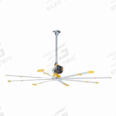 BIG ASS FANS Ceiling Fan: 18 ft Blade Dia, Variable Speeds, 460V AC, Three Phase, Yellow - Industrial HVLS Ceiling Fans