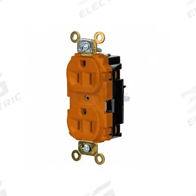 HUBBELL Receptacle: Duplex, 5-15, Orange, 125V AC, 15 A, 2 Pole / 3 Wire (MPN HBL5262STO) - General Purpose Receptacles
