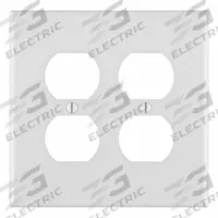 LEVITON Wall Plate: Duplex Outlet, 2 Gang, White, Midsize Size (MPN PJ82-W). Key specifications — Brand: LEVITON; Material: Nylon.