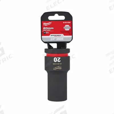 MILWAUKEE Deep Impact Socket: 3/4 in Drive Size, Metric, 20 mm Socket Size, 6-Point - 3/4" Drive Impact Sockets