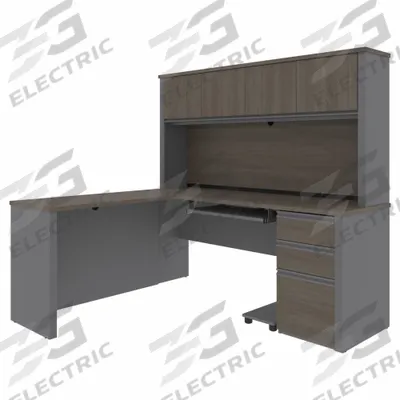 BESTAR L-Shaped Office Desk: Bark Grey/Slate, 71 1/8 in Overall Wd, 62 3/4 in Overall Dp - Prestige+ Series