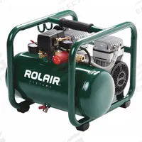 ROLAIR Portable Air Compressor: Quiet, Oil Free, 2.5 gal, Hot Dog, 1 hp, 2.4 cfm @ 90 psi, 120V AC (MPN JC10PLUS). Key specifications — attr48686: Oil Free; attr48685: 120V AC; attr48689: 4.10 cfm; attr48678: 7.5 A; attr48688: 1/4 in Coupler; attr48671: ROLAIR; attr124308: Quiet (less than 75 dBA).