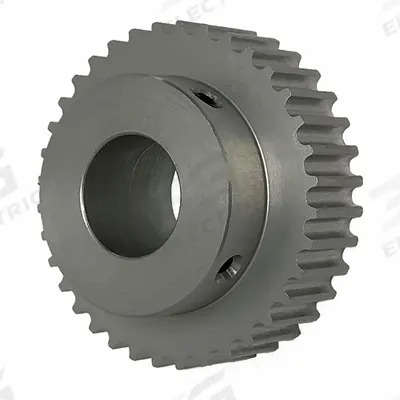 Dayton Timing Pulley: Curvilinear, Fixed, For HTD Timing Belt Section, For 9 mm Belt Wd - HTD Section Fixed-Bore Timing Pulleys with Hub