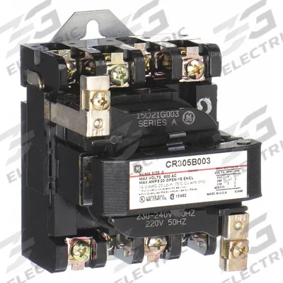 GE Magnetic Contactor: Non-Reversing, 3 Poles, NEMA Size 0, 18 A - Non-Reversing NEMA Contactors