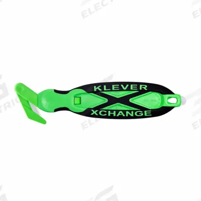KLEVER Antimicrobial Safety Cutter: 7 in Overall Lg, Oval Handle, Rubberized, Steel - Single-Hook Safety Cutters
