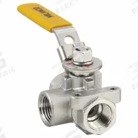 MILWAUKEE VALVE Manual Three-Way Ball Valve: 1/2 in, CF8M Stainless Steel, L Flow, Two-Piece (MPN BA3WDSLH 1/2). Key specifications — Brand: MILWAUKEE VALVE; Handle: Locking Lever.