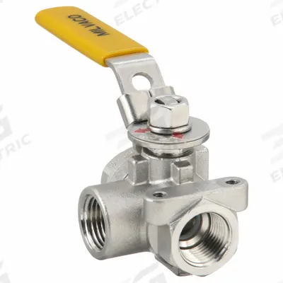 MILWAUKEE VALVE Manual Three-Way Ball Valve: 1/2 in, CF8M Stainless Steel, L Flow - L-Port Stainless Steel Ball Valves