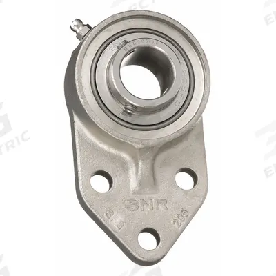 NTN 3 Bolt Flange Bearing: Radial Ball, 1 1/4 in Bore, SS, Set Screws, 3 17/32 in Lg - Food-Grade Flange-Mount Ball Bearings