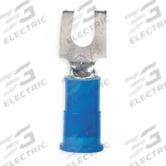 3M Fork Terminals: Blue, Nylon, #10 Stud Size, 16 AWG – 14 AWG Wire Range, Block Fork, 600 V (MPN MNG14-10FBX). Key specifications — Manufacturer Part Number: MNG14-10FBX; Brand: 3M.