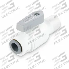 PARKER Manual Two-Way Ball Valve: 1/2 in, Polypropylene, Straight, Push x MNPT, One-Piece, Lever (MPN LFPP4VMC8). Key specifications — Brand: PARKER; Handle: Lever.