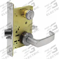 SARGENT Door Lockset: Storeroom Lever Locksets, Chrome, ADA Compliant (MPN 8204 LNL 26D). Key specifications — Brand: SARGENT; Lockset Function ANSI Code: F07; Visual Indicator Message: No Message; Lockset Style: Single Cylinder Without Deadbolt; ADA Compliant: Yes; Finish: Satin Chromium-Plated.