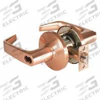 BEST Door Lockset: Office Lever Locksets, Bronze, ADA Compliant, LFIC (MPN 9K37AB15DS3612). Key specifications — attr1024149: Not Ligature-Resistant; attr1011488: BEST; attr1024446: F109; attr1011524: No Message; attr1011506: 9K Contour Angle Return Lever; attr1011485: Yes; attr1059461: Satin Bronze, Clear Coated : Zinc.