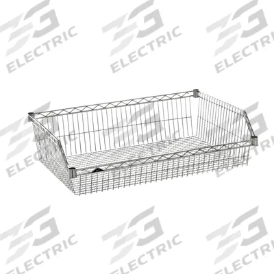METRO Wire Shelving, Basket Shelf: 48 in x 24 in x 9 in, Steel, Chrome - Baskets for Wire Shelving