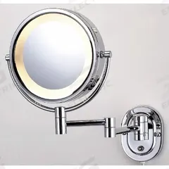 SEE ALL Makeup Mirror: Round, Glass, 13 in Overall Ht, 10 in Overall Wd, 4 in Overall Dp, Wall, 5X (MPN HLCSA895D). Key specifications — Brand: SEE ALL INDUSTRIES; Frame Material: Metal; Frame Finish: Chrome; Frame Color: Silver; Lighting Location: Front; Mirror Edge Style: Polished Edge; Lighted: Yes.
