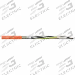 CHAINFLEX Servo Motor Cable: (4) 14 AWG (2.5)/ Shielded Twisted Pr 16 AWG (1.5), Orange, PVC Jacket (MPN CF887-25150201). Key specifications — Conductor Grouping: (4) 14 AWG/ Shielded Twisted Pair 16 AWG; Includes Ground: Yes; Overall Length: Order by the Foot; Minimum Bend Radius Factor - Fixed: 8 x OD; Minimum Bend Radius Factor - Flexible: 12 x OD; Brand: CHAINFLEX.