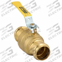 MILWAUKEE VALVE Manual Two-Way Ball Valve: 1 1/4 in, Brass, Straight, Press x Press, Two-Piece, PTFE (MPN BA-480B - 114). Key specifications — Brand: MILWAUKEE VALVE; Handle: Locking Lever.