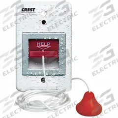 CREST HEALTHCARE SUPPLY Pullcord Station: Compatible with Nurse Call System, 2 3/4 in Overall Wd (MPN E-104-1WPCC). Key specifications — Standards: FDA Listed; Manufacturer Part Number: E-104-1WPCC; Color: White; Voltage: 24V DC; Brand: CREST HEALTHCARE SUPPLY; Call Station Type: Pullcord Station; Material: Plastic; Compatible Product Type: Nurse Call System.