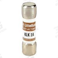 LITTELFUSE Fuse: KLK Series, Midget, Fast-Acting, 2 A, 600 V AC, 500 V DC, 13/32 in x 1 1/2 in (MPN KLK002). Key specifications — attr1287209: KLK; attr211192: LITTELFUSE.