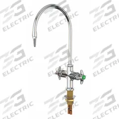 INSTOCK Laboratory Faucet: Faucet, Single-Post, For Cold Water/Hot Water Media, 2 Handles, 1 Outlets (MPN GRL412-8). Key specifications — Brand: INSTOCK; Color/Finish: Chrome; Inlet Connection Type: IPS; Index Text: HW; Product Type: Faucet; Index Color: Red; Flow Pattern: Inline.