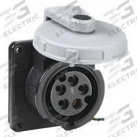 HUBBELL Pin and Sleeve Receptacle: Black, 347/600V AC, Three Phase, 20 A, 4 Pole, 5 Wire (MPN HBL520R5W). Key specifications — Brand: HUBBELL.
