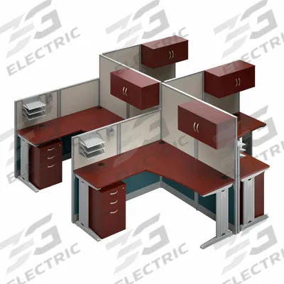 BUSH BUSINESS FURNITURE Modular Cubicle Workstation: 62 7/8 in Overall Ht, 129 in Overall Wd - Office Cubicles with Privacy Panels