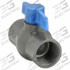 APPROVED VENDOR Manual Two-Way Ball Valve: 1 1/2 in, PVC, Straight, FIP x FIP, Full Port Ball Port (MPN 107-137-NPG). Key specifications — Brand: APPROVED VENDOR; Handle: Tee.