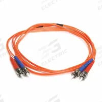 MONOPRICE Fiber Optic Patch Cord: Multi-Mode, 2 m Lg, ST End 1, ST End 2, Orange, PVC, 2 Fiber Count (MPN 2602). Key specifications — Fire Rating: Riser; Jacket Material: PVC; Number of Fibers: Duplex; Brand: MONOPRICE; _Fiber Optic Cable Style: 62.5/125µ OM1.