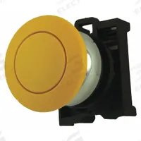 EATON Mushroom Head Push Button: 22 mm Mounting Size, Metallic, Momentary (MPN M22M-DP-Y). Key specifications — Brand: EATON; Action: Momentary; Series: M22; Push Button Material Type: Metallic.