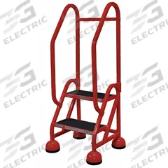 COTTERMAN Rolling Ladder: 1.5 ft Platform Ht, Partially Assembled, Steel, Wt-Actuated Auto-Lock (MPN ST-221 A2 C6 P5). Key specifications — Includes Handrails: Handrails Included; Material: Steel; Brand: COTTERMAN; Color: Red.