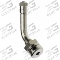 TRU-FLATE Tire Valve: Tubeless Tire Valve, Clamp-In, 60° Valve Stem Angle, L-Shape, Tubeless Trucks (MPN 32-547-10). Key specifications — Valve Type: Clamp-In; Thread Size: 0.305-32; Valve Shape: L-Shape; Color: Chrome; Product Type: Tubeless Tire Valve; Standards: TR545D; Compatible Vehicle Type: Tubeless Trucks; Material: Aluminum.