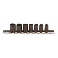 PROTO Impact Socket Set: 1/4 in Drive Size, 10 mm/11 mm/12 mm/13 mm/7 mm/8 mm/9 mm Socket Size (MPN J69202). Key specifications — attr1204251: PROTO; attr1215453: 1/4 in; attr1215454: 7 mm to 13 mm.