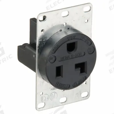 HUBBELL Receptacle: Single, 5-30, Black, 125V AC, 30 A, 2 Pole / 3 Wire (MPN HBL9308) - General Purpose Receptacles
