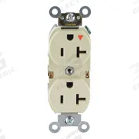 LEVITON Receptacle: Duplex, 5-20, Ivory, 125V AC, 20 A, 2 Pole / 3 Wire (MPN 5362-IGI)