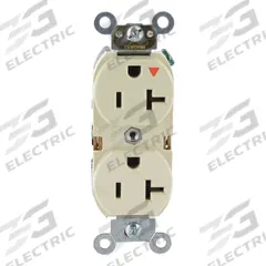 LEVITON Receptacle: Duplex, 5-20, Ivory, 125V AC, 20 A, 2 Pole / 3 Wire (MPN 5362-IGI)