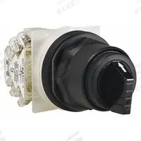 SCHNEIDER Selector Switch: 30 mm Panel Mounting Size, 3 Positions, Short Lever, DPDT, Non-Metallic (MPN 9001SKS43FBH2). Key specifications — AC Contact Rating: 3 A @ 240 V; Action: Maintained/Maintained/Maintained; Cam: C; DC Contact Rating: 0.1 A @ 600 V; Hazardous Location Specification: Not Rated; Operator Head Material: Polycarbonate; Operator Head Type: Short-Handled Knob; Operator Illumination: Non-Illuminated.