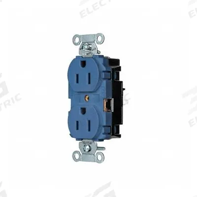 HUBBELL Receptacle: Duplex, 5-15, Blue, 125V AC, 15 A, 2 Pole / 3 Wire (MPN BR15STBL) - General Purpose Receptacles