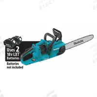 MAKITA Battery-Powered Chainsaw: 16 in Bar Lg, Rear Handle, Adj/Auto Chain Oiler, 18 V, 32 cc (MPN XCU04Z). Key specifications — Brand: MAKITA.