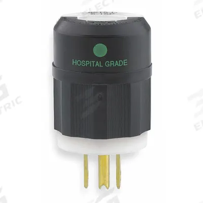 LEVITON Straight Blade Plug: Hospital Grade, 5-15P, 125V AC, 15 A, 2 Pole, 3 Blade - General Purpose Plugs